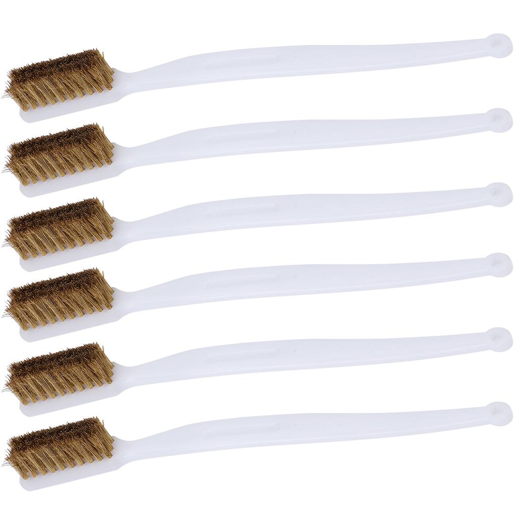 6pcs Printer Cleaning Steel Wire Brush Plastic Handle Rust Removal Wire Brush Accessory