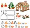 Christmas Cookie Cutter 3D Christmas Biscuit Cutters Set-Gingerbread Man,Christmas Tree House Snowman Holiday Cookie Mold For DIY Cake Baking