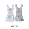 Kaslead New Arrival Women's Clothing Fashion Style Minimalist French Crimp Stripes Off Shoulder Sexy Short Dress