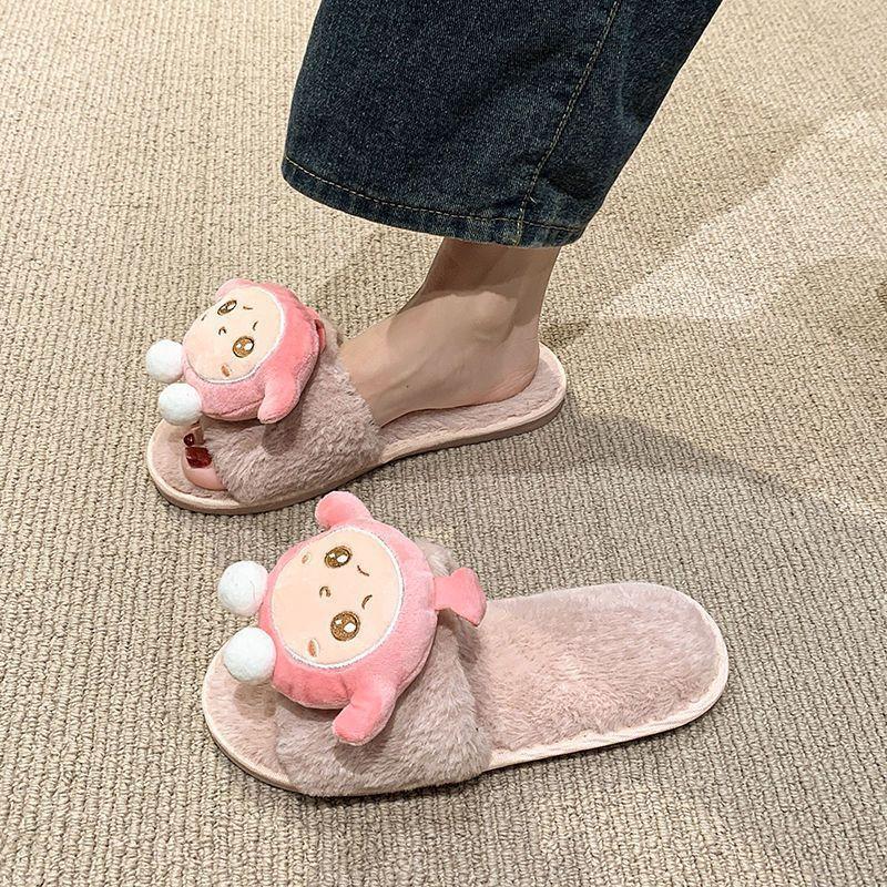Non-slip Indoor Out Soft-soled Cotton Slippers 2025 Autumn and Winter New Cute Cartoon Slippers Women's Home Slippers