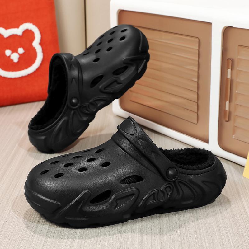 Fashion Winter Warm Home Slippers Men Waterproof Fur Clogs Slippers Garden Slippers Fuzzy Plush Slippers Bedroom Shoe For Indoor Outdoor