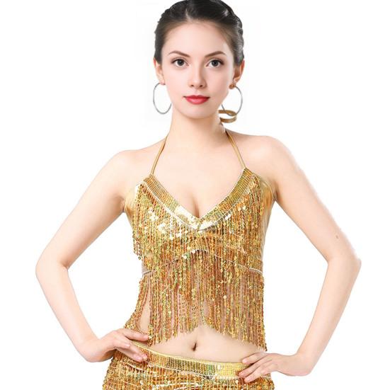 Women Sparkling Sequin Tops Belly Dance Fringe Costume Glitter Factor Party Sparkling Tops Festival Attire Carnival Outfit