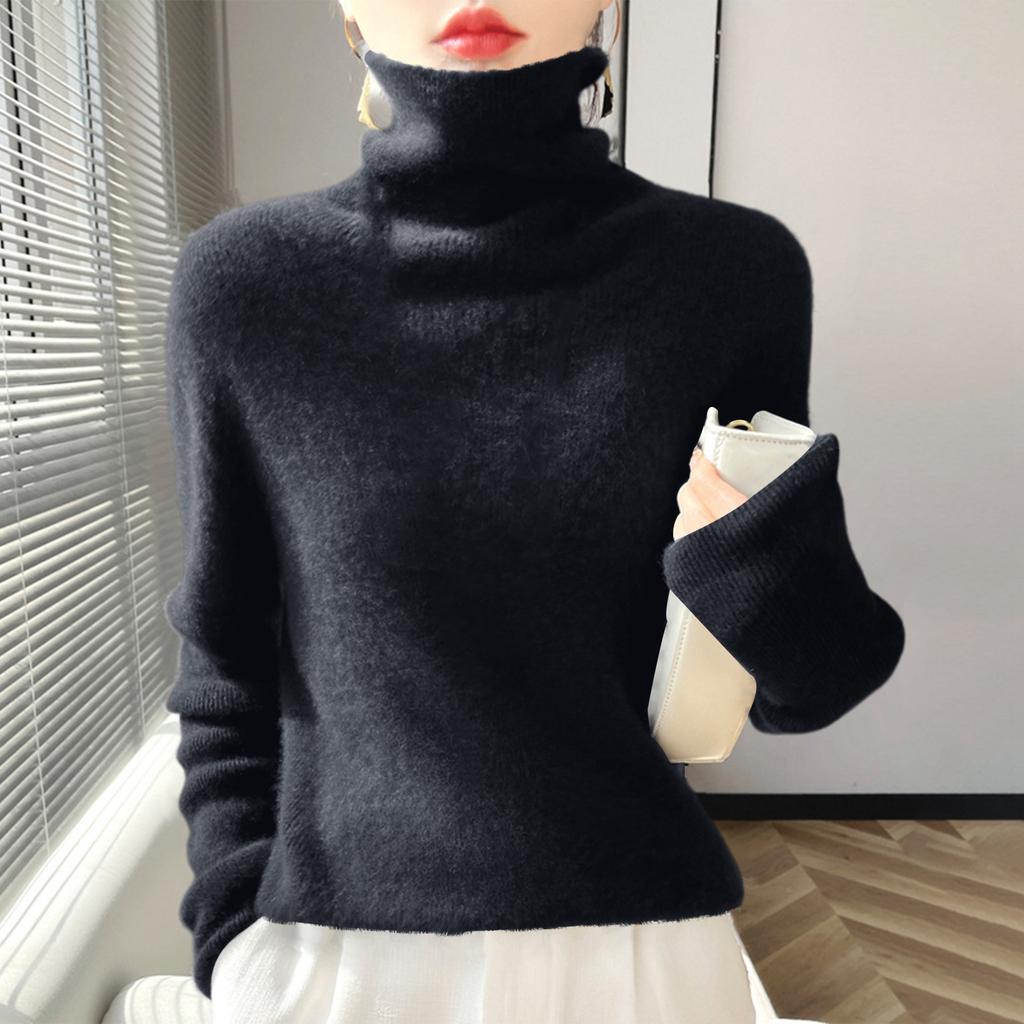 Women's High-Neck Slim-Fit Knit Top Soft And Cozy Sweater