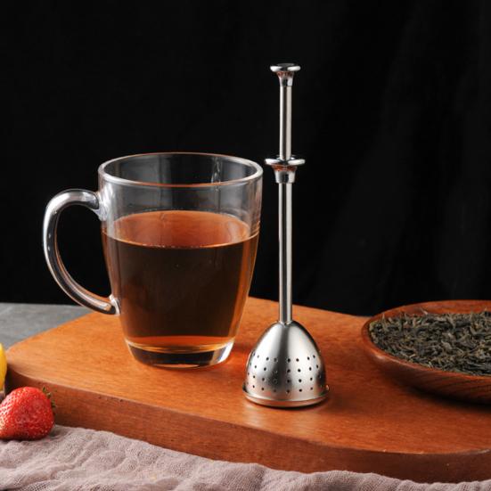 Фильтр для заваривания чая из нержавеющей стали, многоразовый, легко использовать для листового чая с длинной ручкой