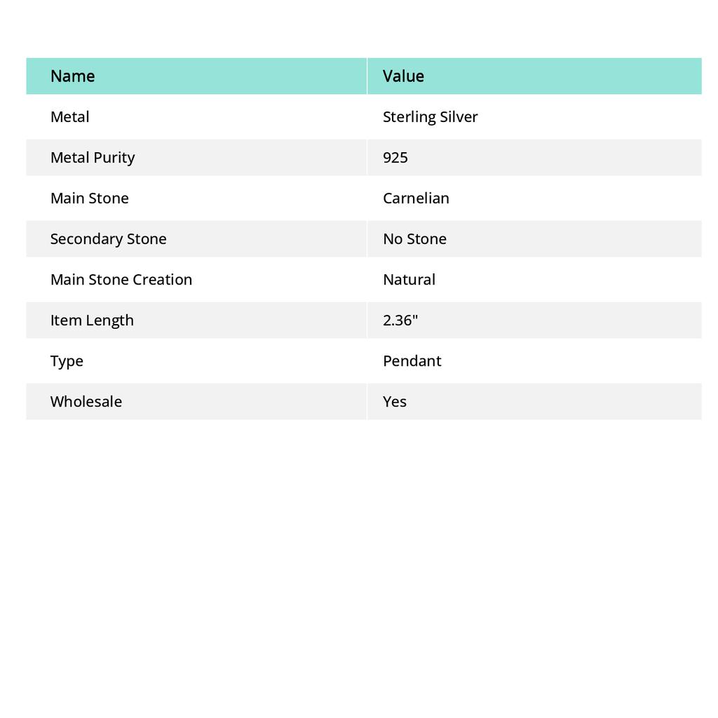 Natural Carnelian Gemstone 925 Sterling Silver Jewelry Pendant 2.36" R8q84