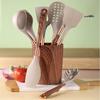 "10-Piece Wood Grain Silicone Kitchenware Set: Cooking Spoons & Spatulas"