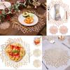Sets of 4/6 Gold Floral Leaf Hollow Out PlacematsCoasters Vinyl Kitchen Dinning Table Place Mats Wedding Party Washable Decor