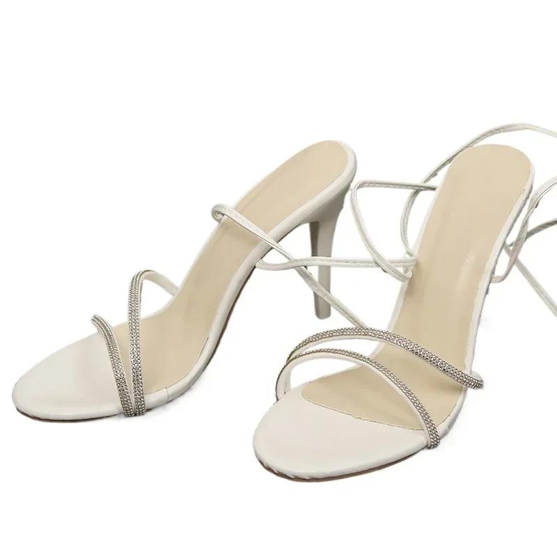 Hot Sale Women's Shoes -tied Women's Sandals Fashion Crystal Dress Sandals Women Summer Peep Toe Heeled Sandals