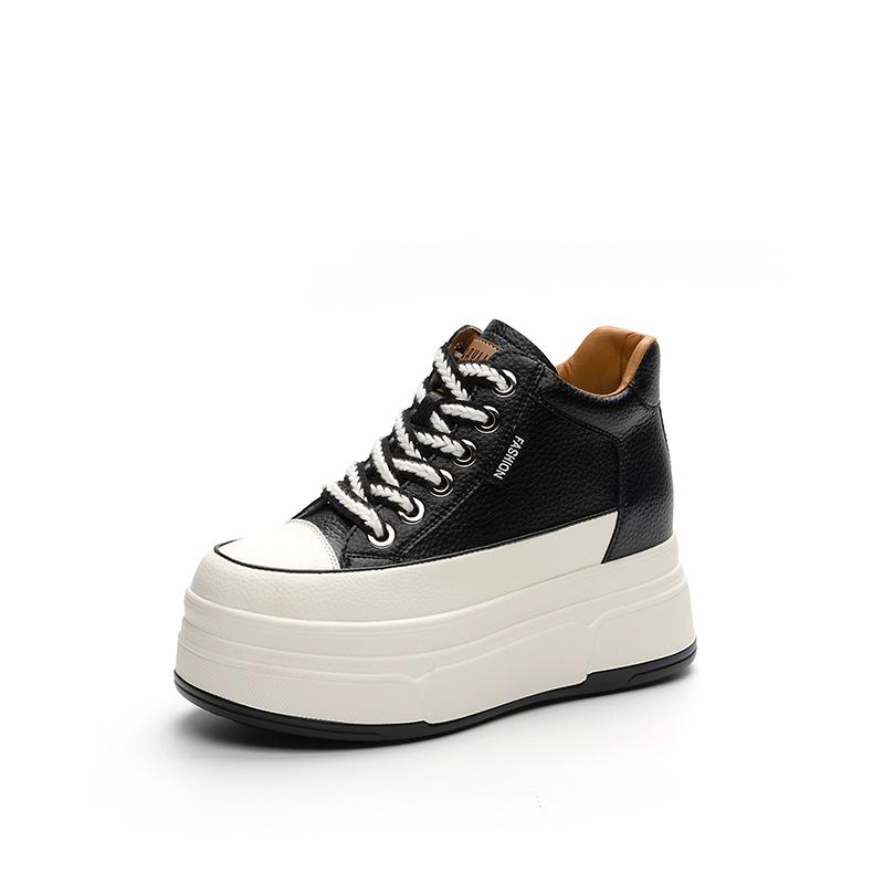 9cm Cow Suede Genuine Leather Women Vulcanized Shoes Platform Wedge Skate Boarding High Brand Heels Casual Summer Shoes