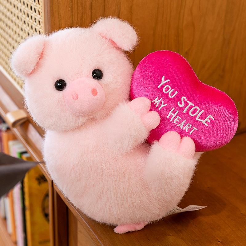 Creative Heart Stealing Animal Plush Toy Wedding Pressing Doll Love Baby Elephant Ornament Pink Pig Valentine's Day Gift