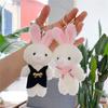 11cm Rabbit Key Chain Cartoon Fluffy Realistic Three-dimensional Comfortable Touch Decorative Gift Cute White  Bag Hanging Pendant Fashion Accessory