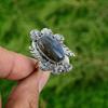 Натуральный лабрадорит серебро 925 пробы кольцо-солитер цветок регулируемое для женщин