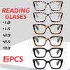 6PCS Retra Square Concave Frame Clear Lens Glasses Ultra Light Reading Glasses Spectacles Degree +1.0 +1.5 +2.0 +2.5 +3.0