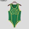 INCERUN Men Strap Sleeveless Letter Print Briefs Bodysuits Jumpsuits Underwear