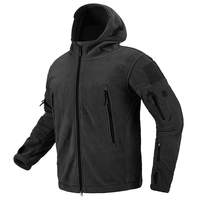 Tactical Fleece Jacket Men Winter Warm Hooded Military Jacket Casual Outdoor Hiking Hoodie Outerwear Coat with Many Pockets