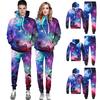 Men Universe 3D Print Hooded Galaxy Hoodie Tops Pants Sets Sport Suit Tracksuit