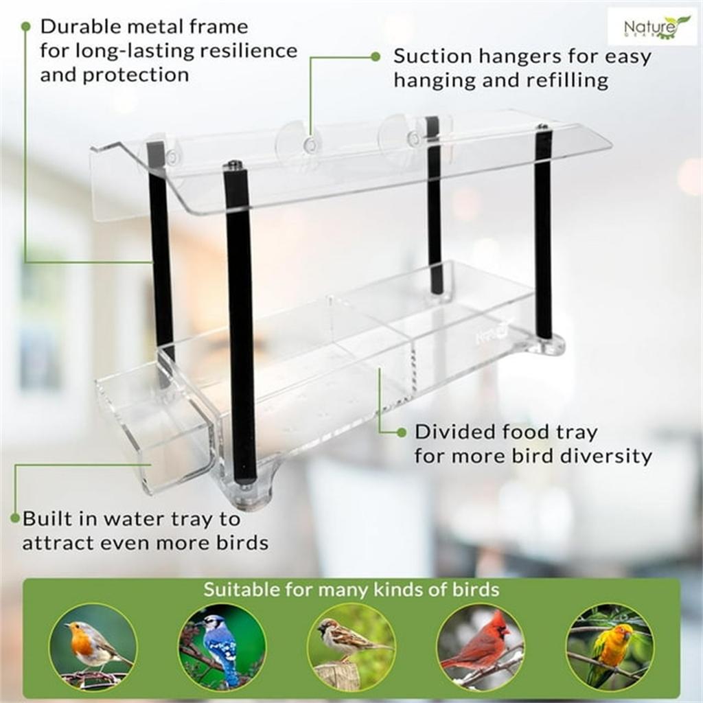 Outdoor Transparent Window Bird Feeder, Bird Feeder, Transparent Bird House With Strong Suction Cup, Window Bird Feeder