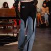 Spring Fashion, Casual, Contrasting Stitching, Design, Irregular Straight-leg Jeans, Women's High-waisted Trousers