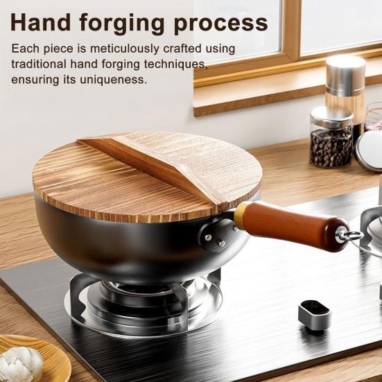 Traditional Wok Pot Hand-Forged Cast Iron Pot Big Belly Frying Pan for Stir-Fry Soup Unique Iron Kitchenware