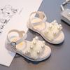 Girls Thick Soled Sandals Kids Summer Pearl Shoes Elegant Party Princess Open-toe Flats Casual Fashion Children's Beach Sandals