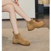Vintage Round Head Versatile Invisible Inner Heightening Martin Boots Femininity Spice Thick-soled Frosted Chelsea Boots Short Boots