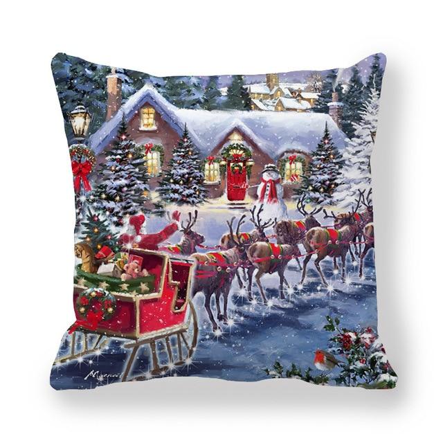 Christmas Ornament Navidad Noel Xmas Gifts Christmas Cushion Cover Merry Christmas Decorations for Home