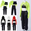 Hip Hop Girls Clothing Jazz Costumes Kids Hooded Net Cover Up Tops with Vest Pants Sports Set Modern Dance Street Wear