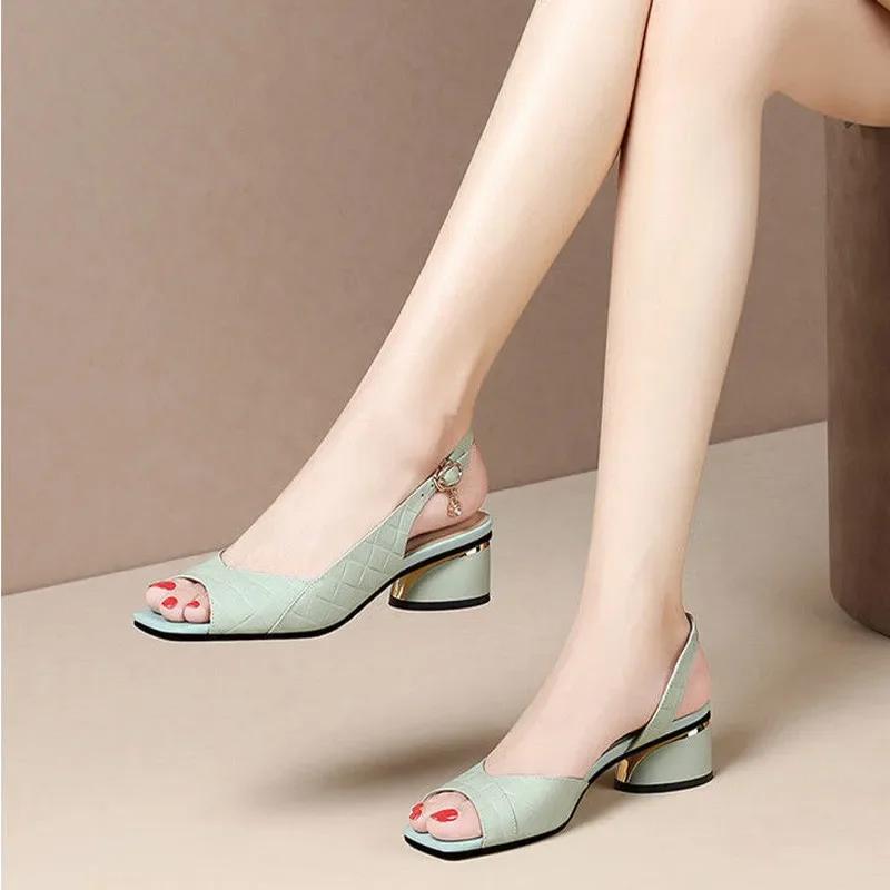 Fashion Plastic Sandals Luxury Women's Shoes Platform Dress Designer Woman Low Heel 2024 Elegant Heels Comfortable Coonfort Heeled