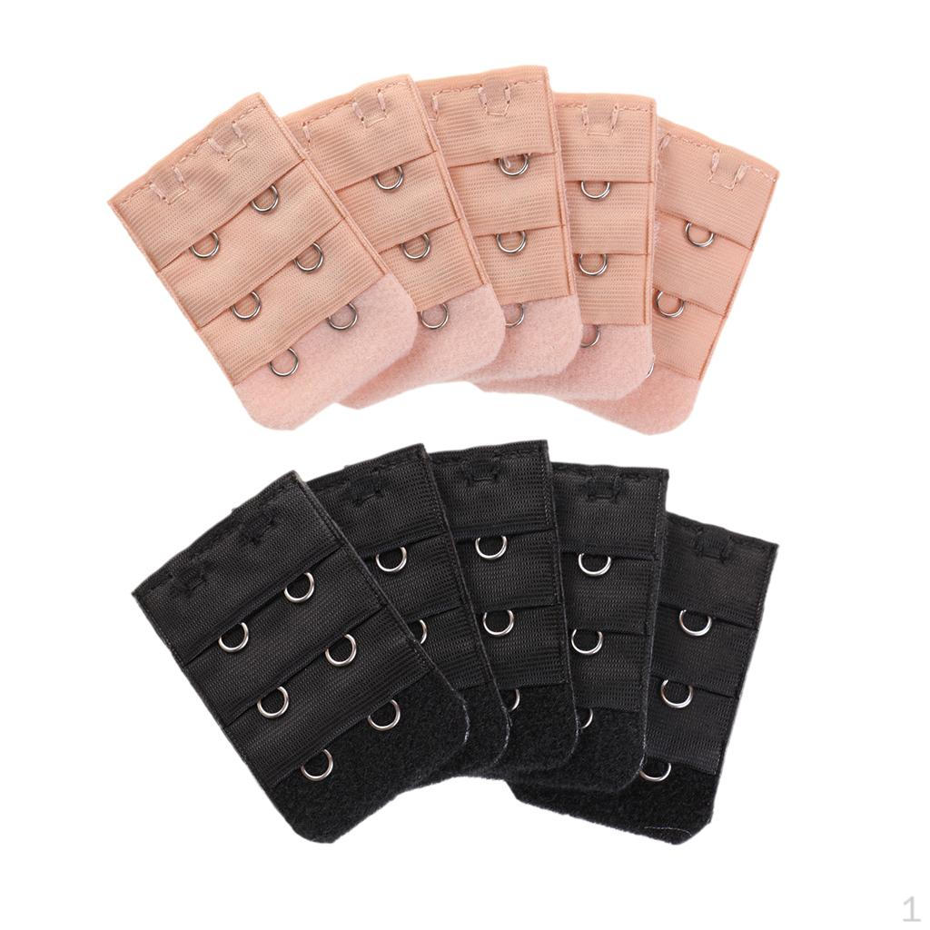 10 Pieces Elastic Bra Extenders 3 Rows 2 Hooks Solid Beige & Black