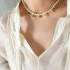 French Non-Fading Inlaid Crystal Pendant Baroque Freshwater Pearl Chain Light Luxury Personality Neutral Wind Necklace