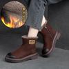 Winter Plush Warm Short Boots Retro Comfortable Genuine Leather Solid Color Versatile Women's Shoes