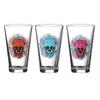 3 Water Glasses or Mexican Skull Calavera Cocktail 32 cL