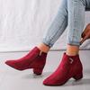 New Large-sized Single Boots, Short Boots, Mid-heel, Thick-heel, Side Zipper Women's Shoes