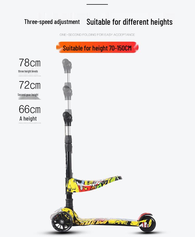 Foldable Children's Scooter with Seat for Ages 2-9