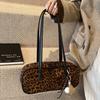 Leopard Print Canvas Tote Bag Retro Large Capacity Shoulder Women'S Bag Boston Large Bag Underarm Bag