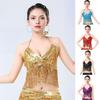 Women Sparkling Sequin Tops Belly Dance Fringe Costume Glitter Factor Party Sparkling Tops Festival Attire Carnival Outfit