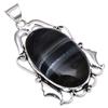 Pendant Grey Botswana Agate Gemstone Mother's Day Gift Silver Jewelry 2.25"
