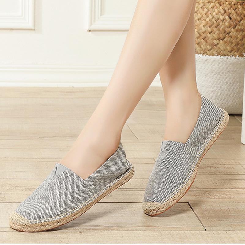 2024 Spring Summer Women Casual Shoes Fashion Women Flats Brand Ladies Slip-on Cloth Shoes Breathable Plus Size 42 A4828