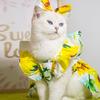 1 Set Pet Dress Sunflower Print Dog Dress Ruffled Sleeves Bow Decor Cat Princess Dress with Headdress Pet Supplies