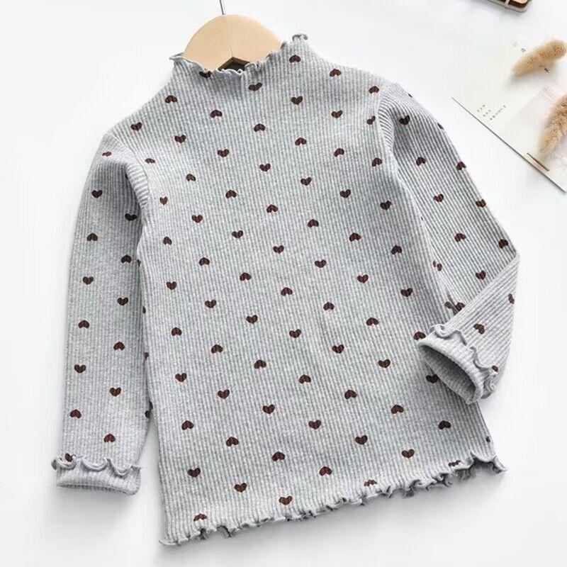Kids Girl Cotton T-Shirt Long-sleeve Children Turtleneck Bottoming Shirt Tops Clothes