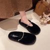Retro Casual 2025 Autumn and Winter New One-pedal Bag Head Fluffy Slippers Women's Fashion Suede One-word Cotton Slippers