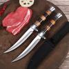 Stainless Steel Boning Knife Retro Hand Meat Knife Sharp Round Handle Mongolian Dining Knife with Knife Knife Cover