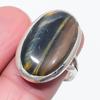 Natural Black Tiger Eye Gemstone 925 Sterling Silver Jewelry Ring Size 8 v6L35