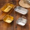 With Handle Korean Stainless Steel Plate Square Flat Dish Basket Snack Plate  Restaurant