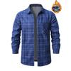 Men's Fleece And Thickened Warm Checked Button Shirt, Men's Fashionable Square Collar Casual Long-sleeved Top