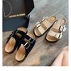 Casual One-word Slippers Women's Summer Outer Shoes Belt Buckle Half-drag Cool Slippers