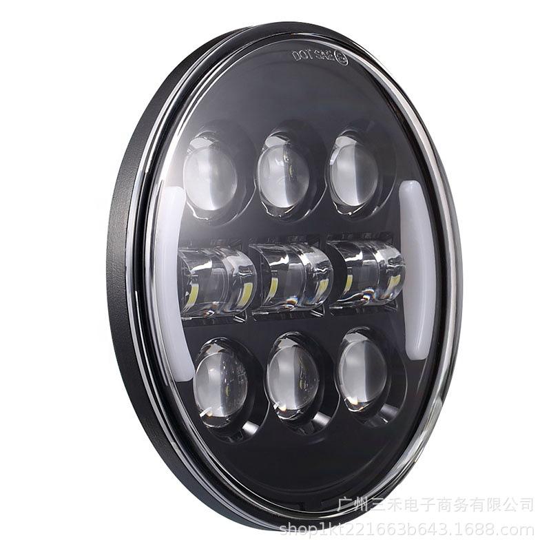 Harley 5.75" 45W LED Headlight for Motorcycle Modification - Dual Color
