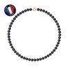 Necklace - - Freshwater Cultured Pearl - 8-9 Mm - Black - 9 Carat Yellow Gold