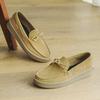 Outdoor Square - Toed Solid Color Suede Loafers Casual Bow Design Anti - Slip Flat Shoe Lightweight and Comfortable Office Shoes
