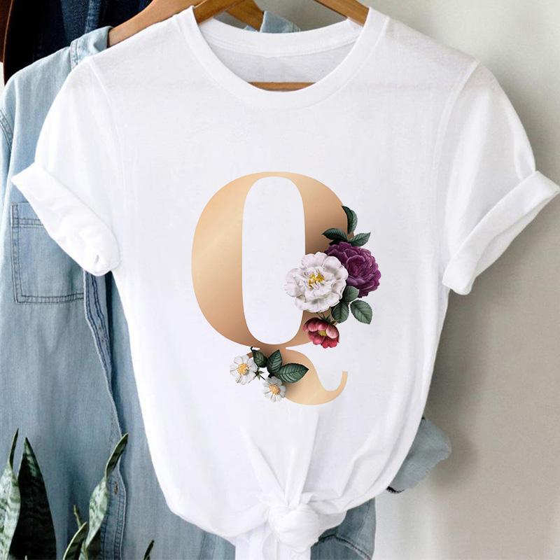 Woman Tshirts 26 Letter Customization T-Shirt Ladies Fashion Top Female Tees Casual T Shirt Summer Short Sleeve Femme